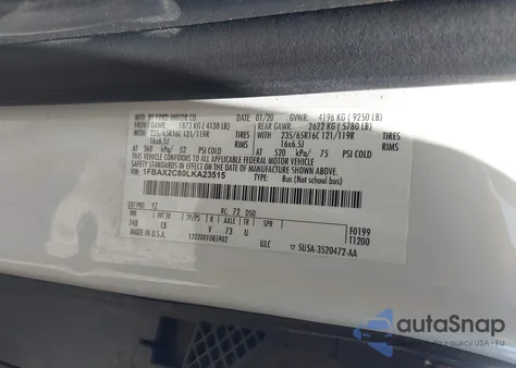 2020 Ford Transit-350 Passenger Van Xlt from USA, damaged, VIN 1FBAX2C80LKA23515